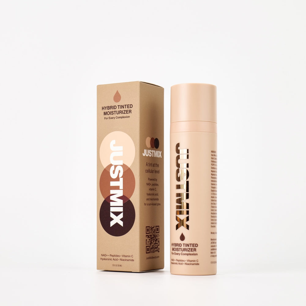 JUSTMIX Hybrid Tinted Moisturizer bottle and box